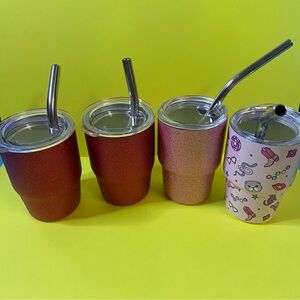 Shot - Size Glitter Ombre Pink Stainless Tumbler Set with Straws